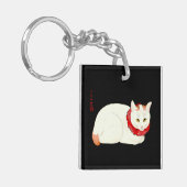 Witte en Ginger Japanse Kat Sleutelhanger (Voorkant Links)