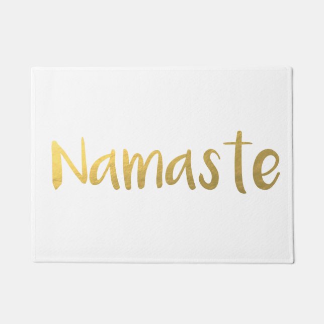 Witte en Gold Namaste Vloermat Deurmat (Voorkant)