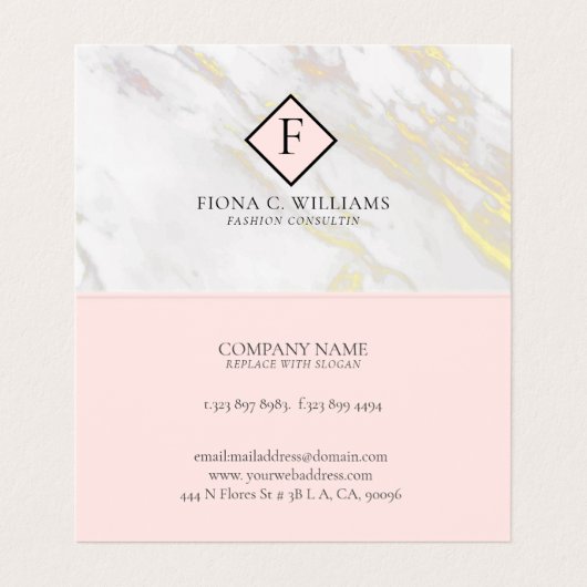 Witte en goudbruinmarmer visitekaartjes (Binnenkant ongevouwen)