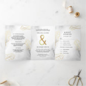 Witte en gouden bladeren Ampersand Alles in een br Drieluik Uitnodiging (Binnen)