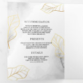 Witte en gouden bladeren Ampersand Alles in een br Drieluik Uitnodiging (Binnenzijde eerst)
