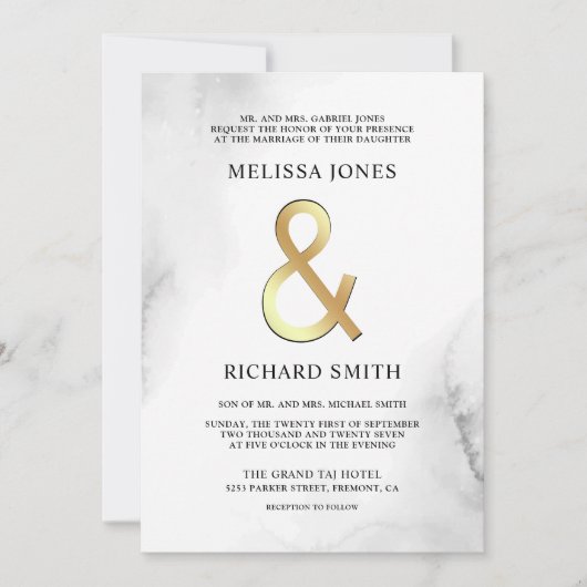 Witte en gouden bladeren Ampersand Alles in een br Kaart (Voorkant)