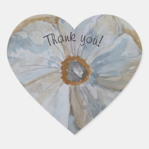 Witte en gouden bloem hart sticker