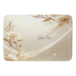 Witte en Gouden Bloemen Badmat