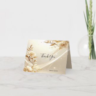 Witte en Gouden Bloemen Bedankkaart