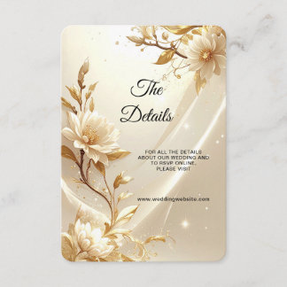 Witte en gouden bloemen detailenvelop informatiekaartje