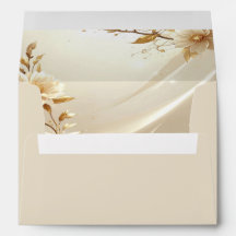 Witte en gouden bloemen envelop