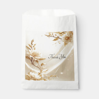 Witte en gouden bloemen favoriet tas bedankzakje