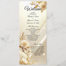 Witte en Gouden Bloemen Huwelijksprogramma
