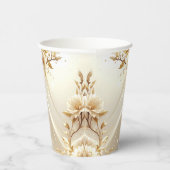 Witte en Gouden Bloemen Papieren Bekers (Rechts)