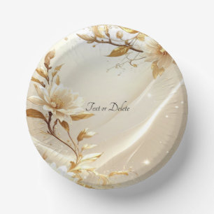 Witte en Gouden Bloemen Papieren Kommen