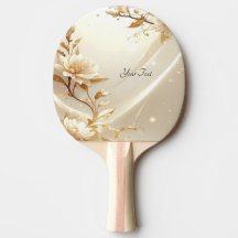 Witte en gouden bloemen Ping Pong-paddle