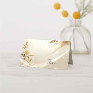 Witte en Gouden Bloemen Plaatskaart