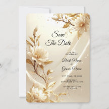 Witte en Gouden Bloemen Save The Date