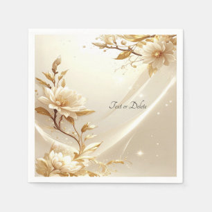 Witte en Gouden Bloemen Servet