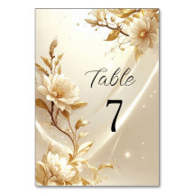 Witte en gouden bloemen Tafelnummer