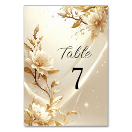Witte en gouden bloemen Tafelnummer