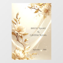 Witte en gouden bloemen vloer sticker