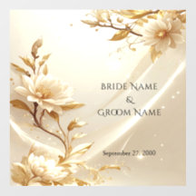 Witte en gouden bloemen vloer sticker