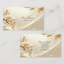 Witte en Gouden Bloemen Zakelijke Visitekaart