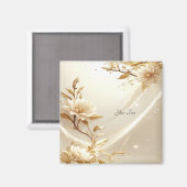 Witte en gouden bloemenmagneet magneet (Voorkant / Achterkant)