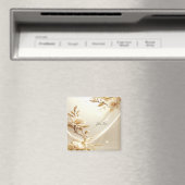 Witte en gouden bloemenmagneet magneet (Insitu (Vaatwasser))