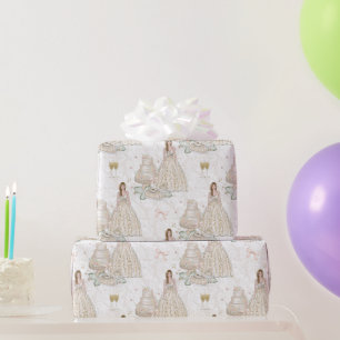 Witte en gouden bruiloft  cadeaupapier