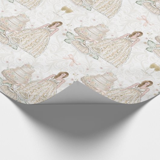 Witte en gouden bruiloft cadeaupapier (Hoek)