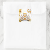 Witte en gouden bruiloft vierkante sticker (Tas)