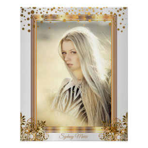 Witte en gouden Confetti Stippen - Voeg uw foto to Perfect Poster