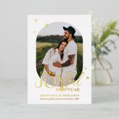 Witte en gouden extra vrolijke zwangerschaps Kerst Folie Feestdagenkaart (Staand Voorkant)