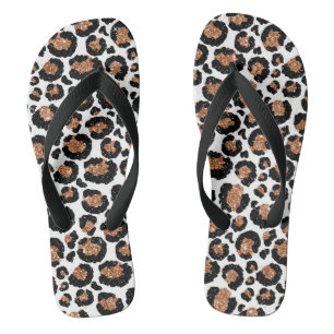 Witte en gouden folie cheetah of luipaard patroon teenslippers