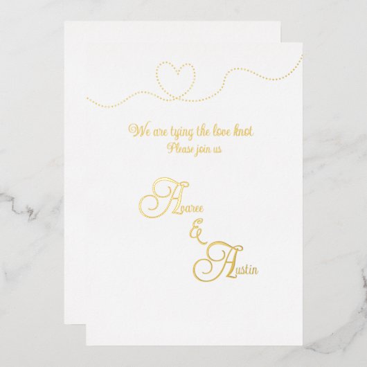 Witte en gouden folie folie uitnodiging (Voorkant / Achterkant)