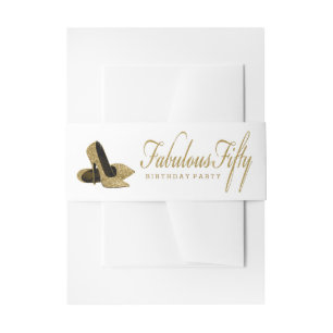 Witte en gouden hiel-schoen voor hoge kwaliteit 50 uitnodigingen wikkel