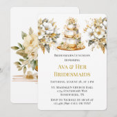 Witte en gouden kerk bruidsmeisjes lunch kaart (Voorkant / Achterkant)