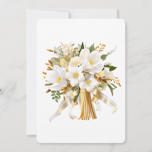 Witte en gouden kerk bruiloft kaart (Achterkant)