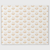 Witte en gouden kerstbellen cadeaupapier (Vlak)