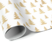 Witte en gouden kerstbomen Glitter Kerstmis Cadeaupapier (Rol Hoek)