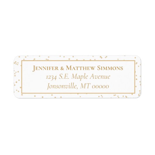 Witte en gouden kerstfeestjes etiket (Voorkant)