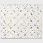  witte en gouden kerstsneeuwvlok cadeaupapier (Vlak)