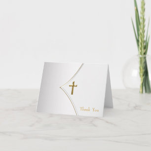 Witte en gouden kruis doop dankkaartjes bedankkaart