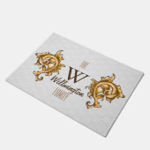 Witte en gouden Laurels Fancy familienaam Deurmat (Schuin)
