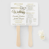 Witte en gouden lintbonnen met een programma handwaaier (Voorkant en achterkant)