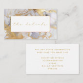 Witte en gouden marmer, details bruiloft informatiekaartje (Voorkant / Achterkant)