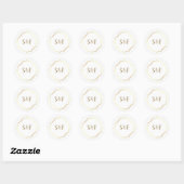 Witte en gouden  monogram envelop ronde sticker (Vel)