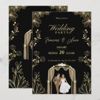 Witte en gouden Nikkah-uitnodiging Digitaal Islami