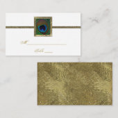 Witte en gouden Peacock Feather Place Card Plaatskaartje (Voorkant / Achterkant)