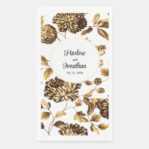 Witte en gouden  sinaasappelwijn servet