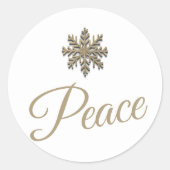 Witte en gouden sneeuwvlok Sticker | Vrede (Voorkant)