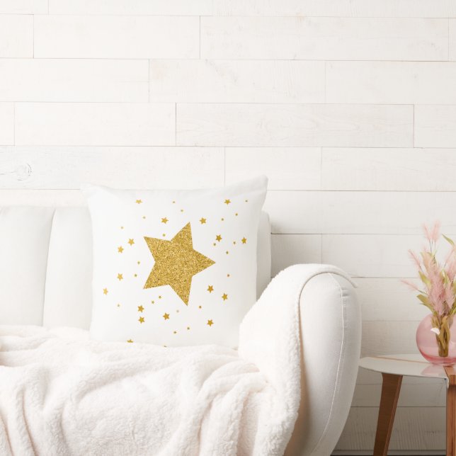 Witte en gouden Sterrennacht Kussen (Bank)